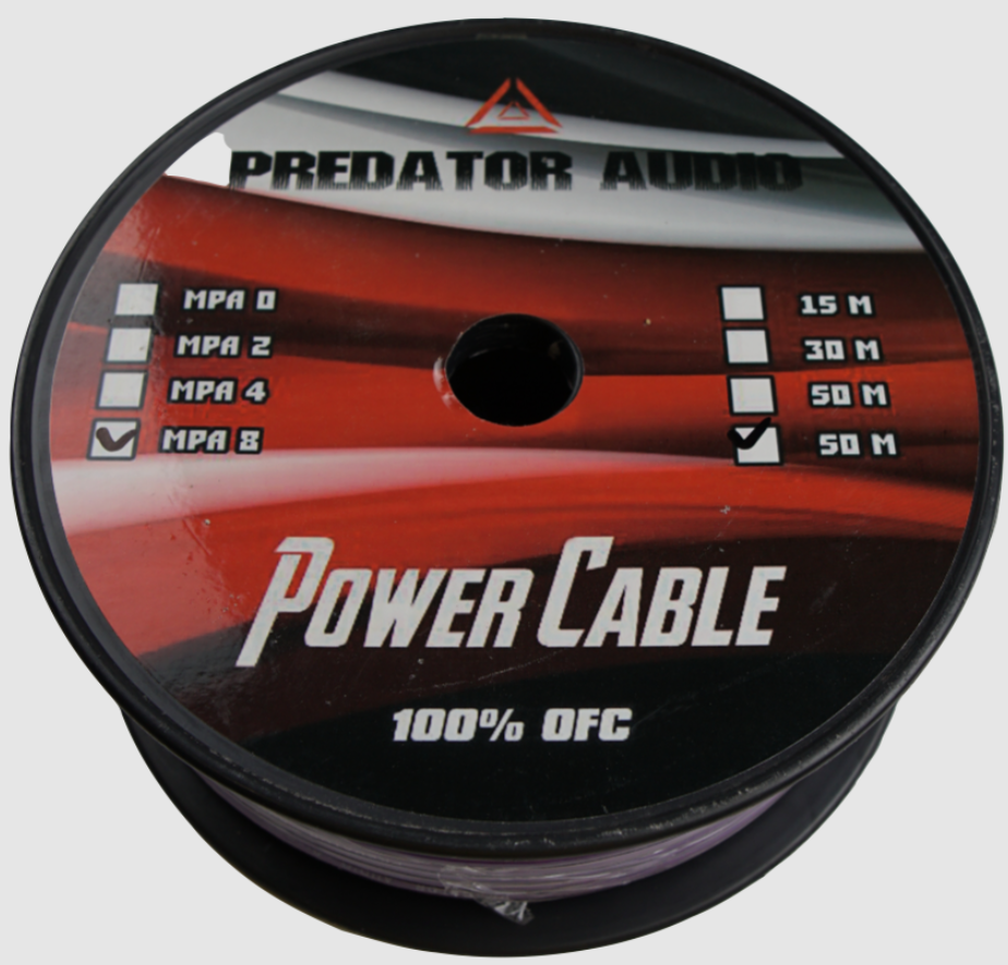 Силовой кабель Predator Audio 8AWG OFC (1б-50м)(1м) - фото