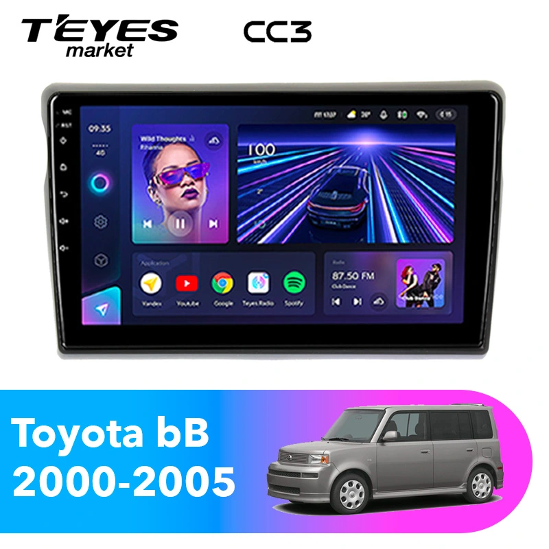 Комплект магнитолы TEYES CC3 9.0" для Toyota bB I 2000-2005