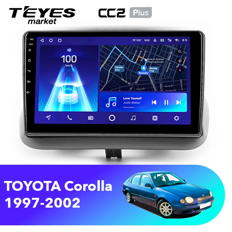 Комплект магнитолы TEYES CC2 Plus 9.0" для Toyota Corolla VIII 1995-2002
