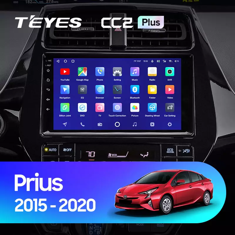 Комплект магнитолы TEYES CC2 Plus 9.0" для Toyota Prius IV рестайлинг 2018-2023