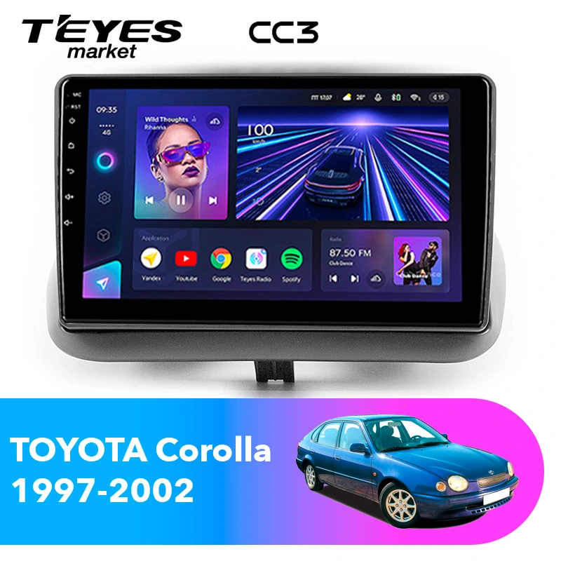 Комплект магнитолы TEYES CC3 9.0" для Toyota Corolla VIII 1995-2002