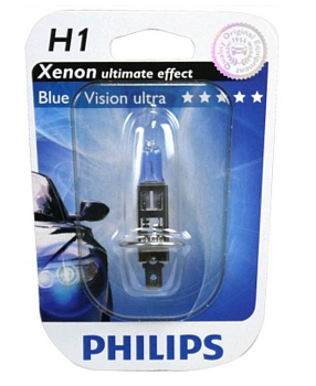 Лампа  Philips H1 Blue Vision ultra 12v-55w Блистер