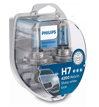 Автомобильная лампа Philips H7+W5W 12V-55W (PX26d) + 12V-5W (W2,1x9,5d) (голубой спктр) Blue Vision (по 2шт.)